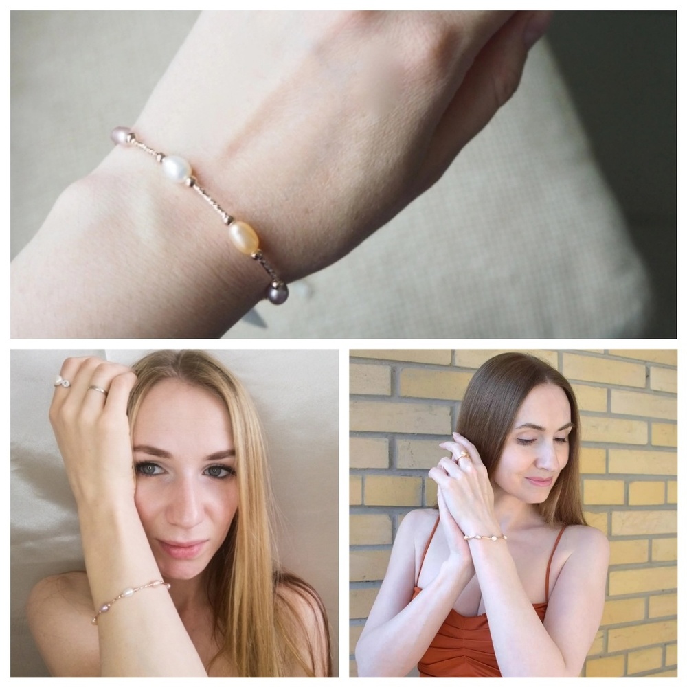 MILAN Natural Pearl Bracelet Rose Gold Multi Color - Picture 7 of 7